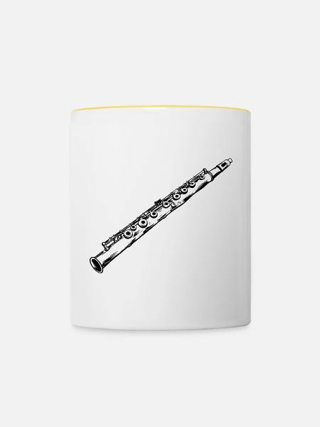 Flöte - Tasse zweifarbig - Weiß/Gelb