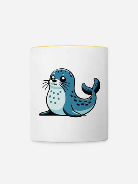 Siegel - Tasse zweifarbig - Weiß/Gelb
