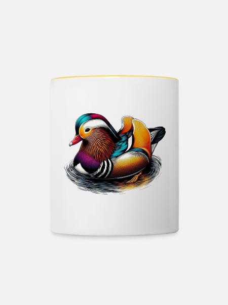 Mandarinente - Tasse zweifarbig - Weiß/Gelb