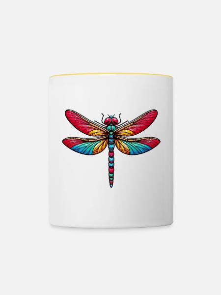 Libelle - Tasse zweifarbig - Weiß/Gelb