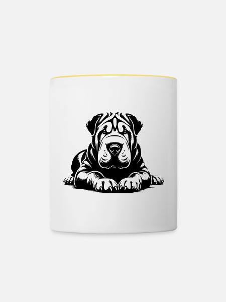 Shar Pei - Tasse zweifarbig - Weiß/Gelb