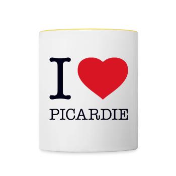J’ADORE LA PICARDIE - Mug contrasté - blanc/jaune - Devant