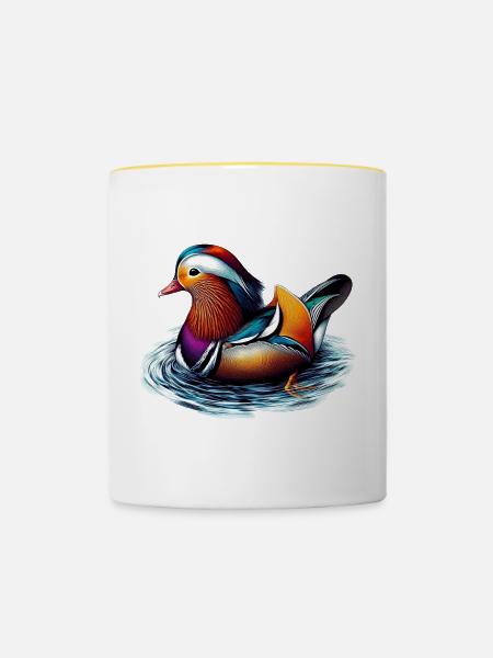 Mandarinente - Tasse zweifarbig - Weiß/Gelb