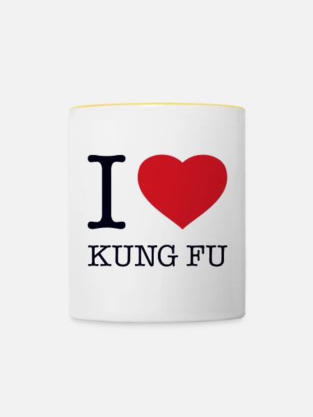 I LOVE KUNG FU - Tasse zweifarbig - Weiß/Gelb