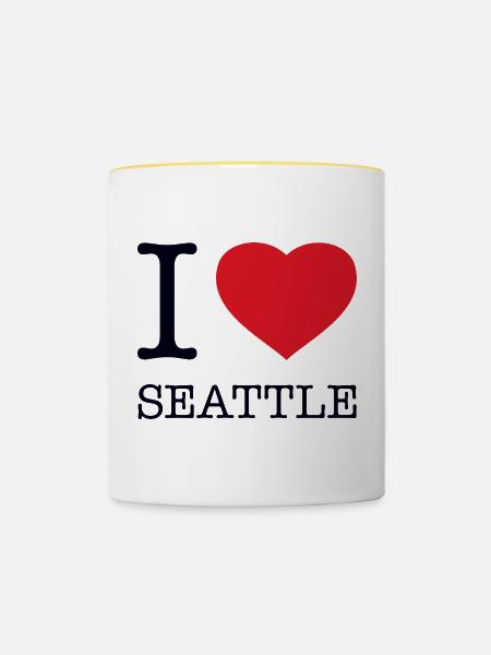 I LOVE SEATTLE - Tasse zweifarbig - Weiß/Gelb