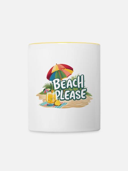 Strand bitte - Tasse zweifarbig - Weiß/Gelb
