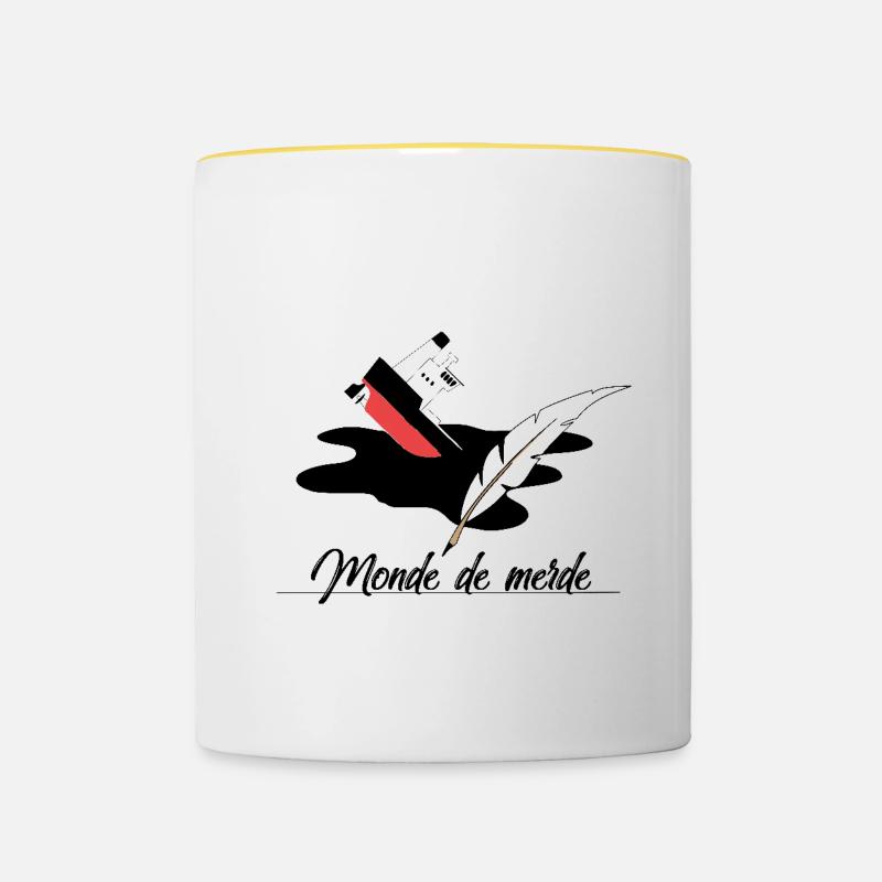 Monde de merde - Mug contrasté - blanc/jaune