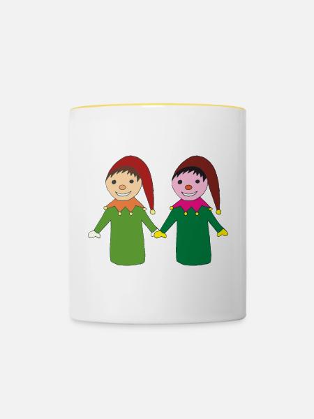 Fröhliche kasperl freunde - Tasse zweifarbig - Weiß/Gelb
