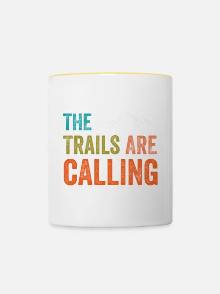 Die Spuren rufen - Tasse zweifarbig - Weiß/Gelb