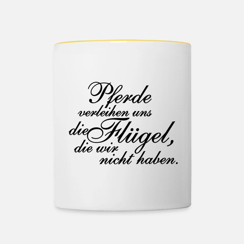 Pferde verleihen Flügel Text - Tasse zweifarbig - Weiß/Gelb