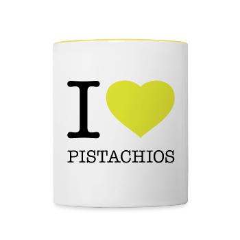 J’AIME LES PISTACHES Pistazien - Mug contrasté - blanc/jaune - Devant
