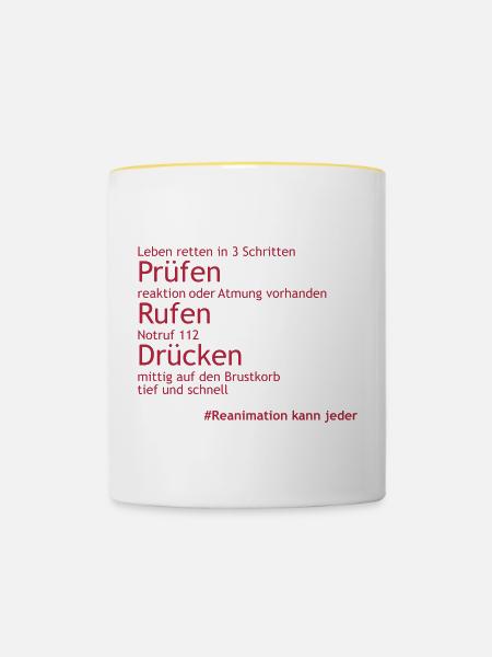 Reanimation_in_3Schritten - Tasse zweifarbig - Weiß/Gelb