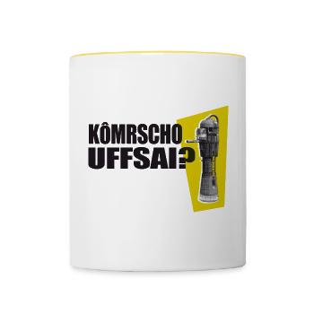 Dodokay - Kômrscho Uffsai? - Rammax - Tasse zweifarbig - Weiß/Gelb - Vorne