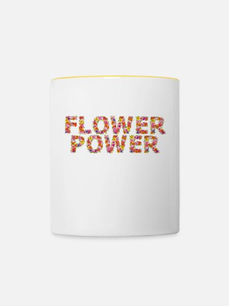 Flower Power - Tasse zweifarbig - Weiß/Gelb