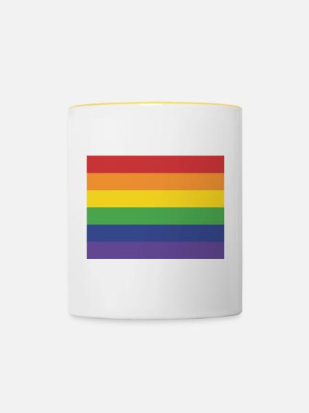Regenbogen-Flagge - Tasse zweifarbig - Weiß/Gelb