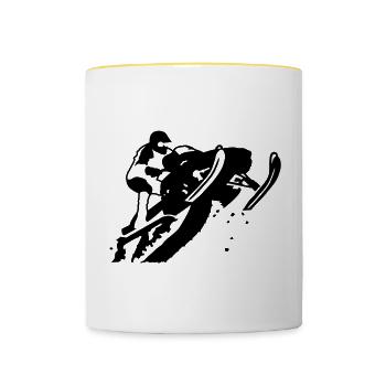 snowmobile - Tasse zweifarbig - Weiß/Gelb - Vorne