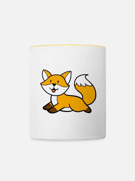 Liegender Fuchs - Tasse zweifarbig - Weiß/Gelb