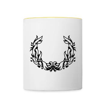 floraler Kranz - Tasse zweifarbig - Weiß/Gelb - Vorne