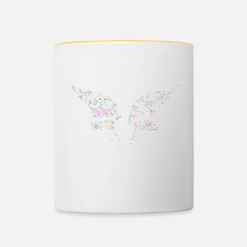 Musique papillon4 - Mug contrasté - blanc/jaune
