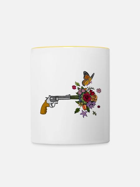 Die Friedenswaffe - Tasse zweifarbig - Weiß/Gelb
