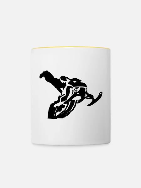 snowmobile stunt - Tasse zweifarbig - Weiß/Gelb
