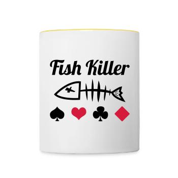 Poker : Fish Killer - Mug contrasté - blanc/jaune - Devant