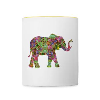 éléphant - Mug contrasté - blanc/jaune - Devant