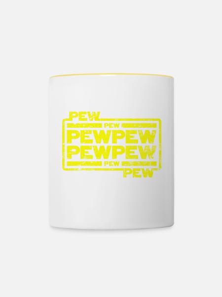 Pew Pew Pew - Tasse zweifarbig - Weiß/Gelb