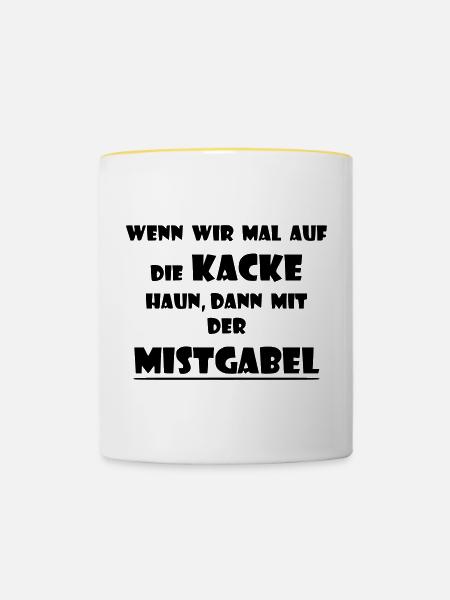 Pferde Spruch Stall reiten - Tasse zweifarbig - Weiß/Gelb
