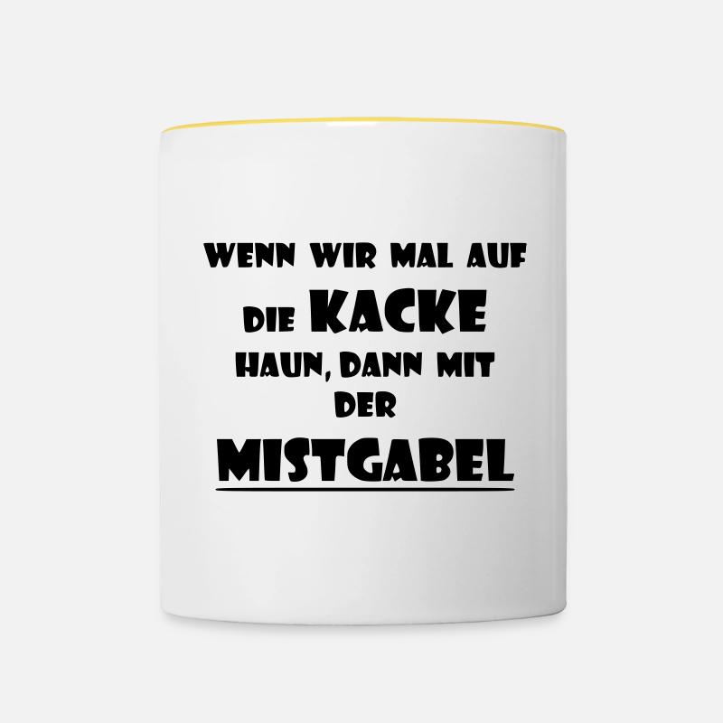 Pferde Spruch Stall reiten - Tasse zweifarbig - Weiß/Gelb