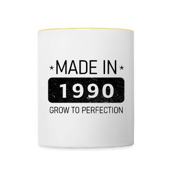 Made in 1990 – Vintage Style - Contrasting Mug - white/yellow - Front