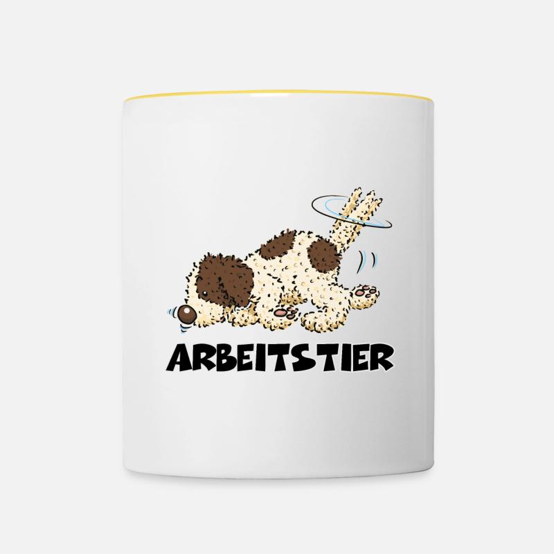 Arbeitstier1 1 - Tasse zweifarbig - Weiß/Gelb