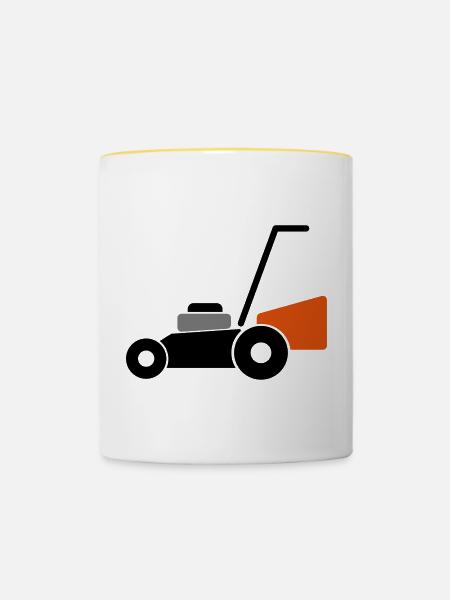 Rasenmäher - Tasse zweifarbig - Weiß/Gelb
