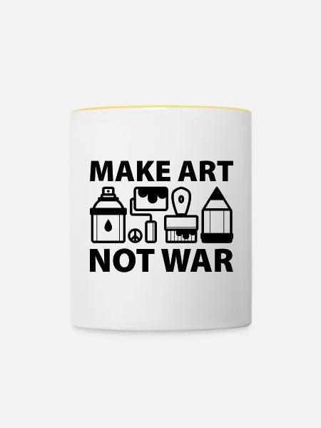Make art not war - Tasse zweifarbig - Weiß/Gelb