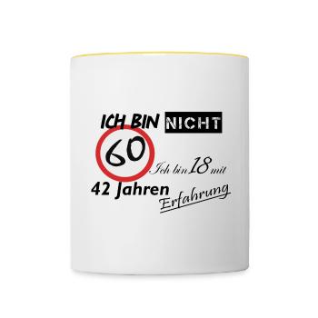 60-Sekunden Timer Design - Tasse zweifarbig - Weiß/Gelb - Vorne