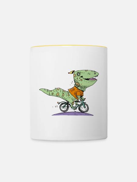 Saurier - Tasse zweifarbig - Weiß/Gelb