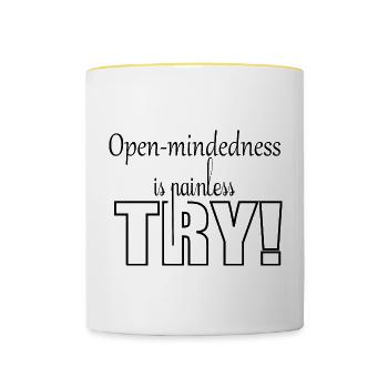 L'ouverture de la pensée est sans douleur - Mug contrasté - blanc/jaune - Devant