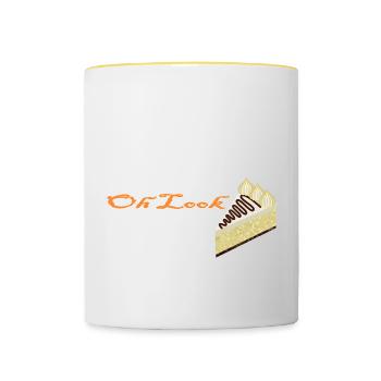Funny Oh Look Pumpkin Pie Thanksgiving - Contrasting Mug - white/yellow - Front
