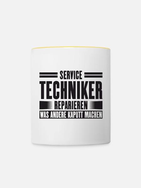 Servicetechniker Support Lösung Spruch Service - Tasse zweifarbig - Weiß/Gelb