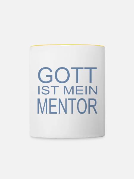 Gott ist mein Mentor - Tasse zweifarbig - Weiß/Gelb