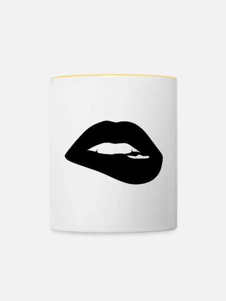 Versuchung - Tasse zweifarbig - Weiß/Gelb