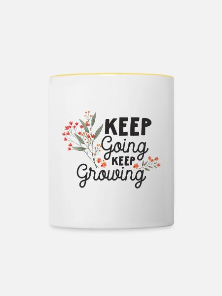 Mach weiter, wächst weiter - Tasse zweifarbig - Weiß/Gelb