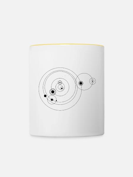 Sonnensystem only (schwarz) - Tasse zweifarbig - Weiß/Gelb