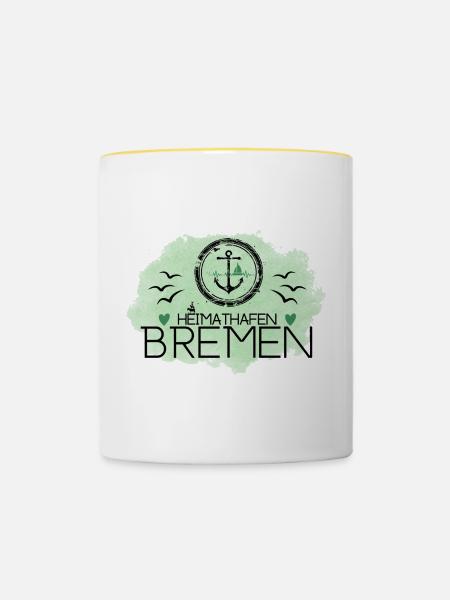Heimathafen Bremen - Tasse zweifarbig - Weiß/Gelb
