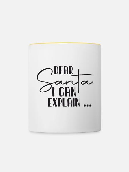 Dear Santa I Can Explain - Tasse zweifarbig - Weiß/Gelb