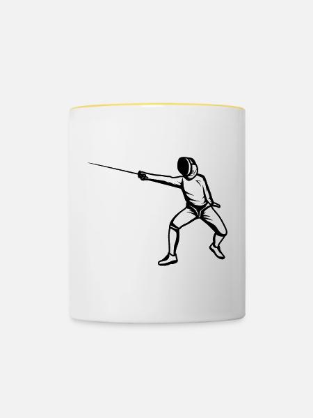 Lustiger Fechter - Tasse zweifarbig - Weiß/Gelb