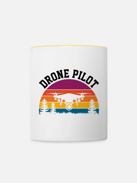 Drohnen-Pilot - Tasse zweifarbig - Weiß/Gelb