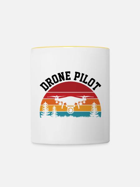 Drohnen-Pilot - Tasse zweifarbig - Weiß/Gelb