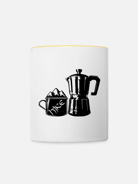 Coffee Hike - Mountain Espresso [Schwarz] - Tasse zweifarbig - Weiß/Gelb