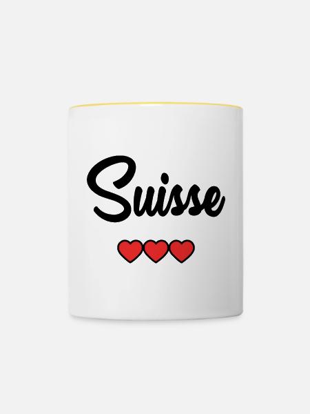 SCHWEIZ - Tasse zweifarbig - Weiß/Gelb